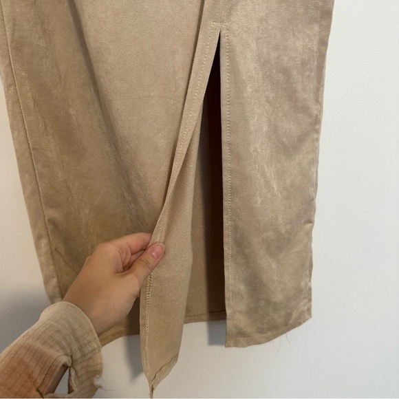 New Sexy mama faux suede tan midi skirt - Picture 11 of 12